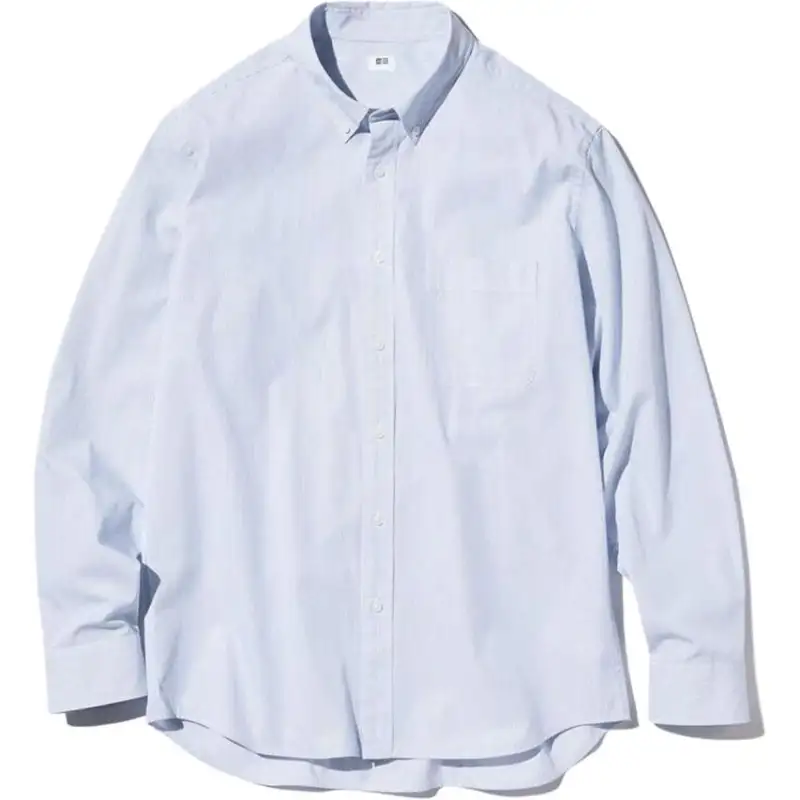 UNIQLO Shirts Men's Aqua Blue Lapel Moderate Other