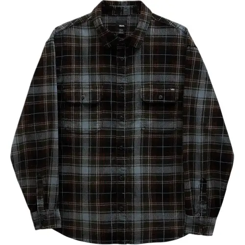 Vans Mayhill Shirts Men's Black/Gray/Blue Lapel Moderate Shirt