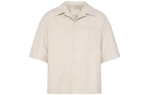 PRADA Shirts Men's Pink Chalk White Cuban Collar Moderate Other