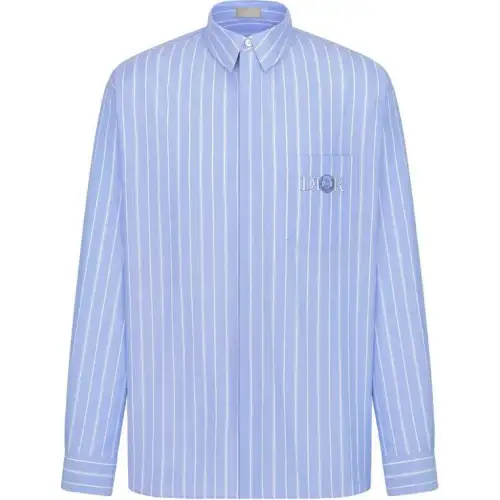 DIOR Homme Logo Embroidered Striped Long Sleeved Shirt