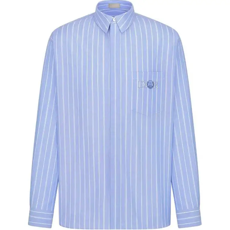 DIOR Homme Logo Embroidered Striped Long Sleeved Shirt