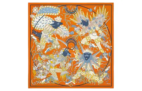 HERMES Silk Scarves Women's Orange