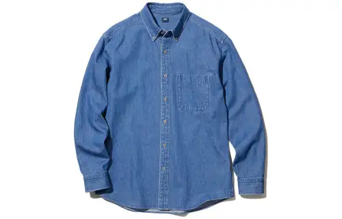 UNIQLO Shirts Unisex Royal Blue Pointed Collar Moderate Other