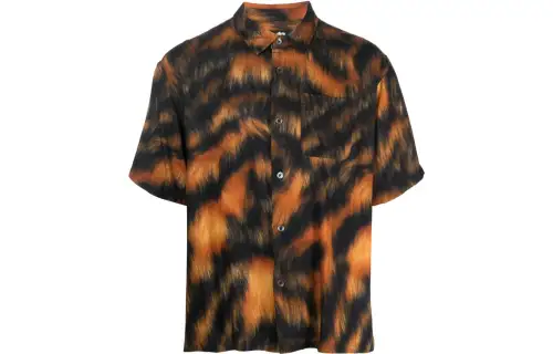 Stussy Shirts Men's Black Pointed Collar Moderate Other