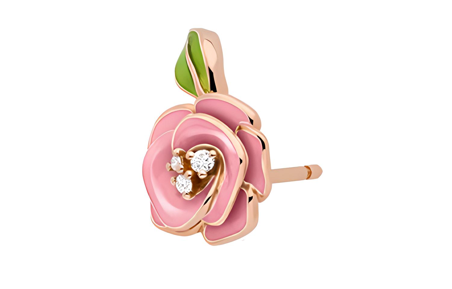 DIOR 18K Rose Gold, Diamond Stud Earrings Women's Pink
