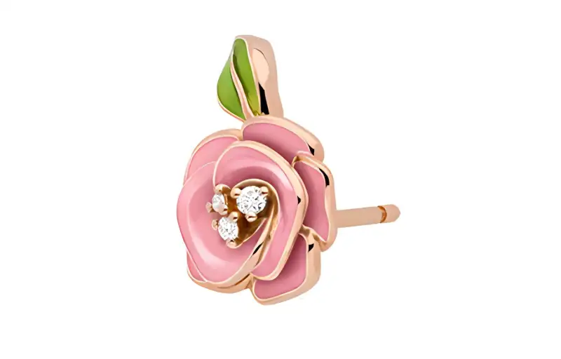DIOR 18K Rose Gold, Diamond Stud Earrings Women's Pink