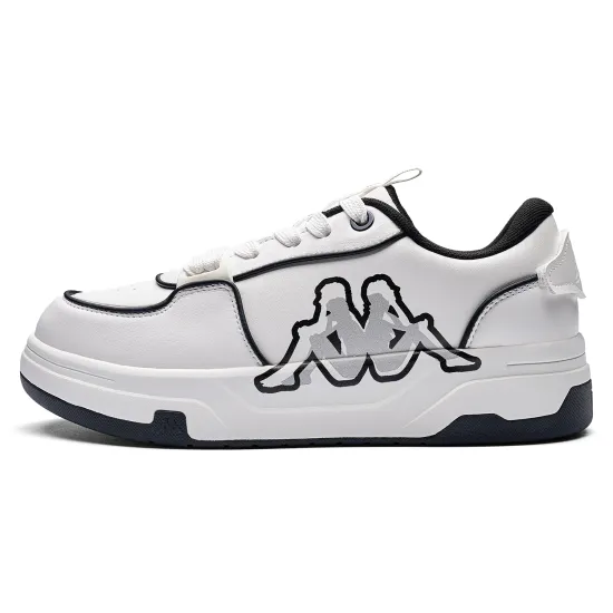 Kappa Panda Print Back to Back Anti Slip Wear Resistant Low Top Skateboard Shoes Unisex White Black