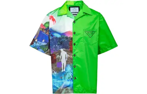 PRADA Double Match Re-Nylon Bowling Shirt