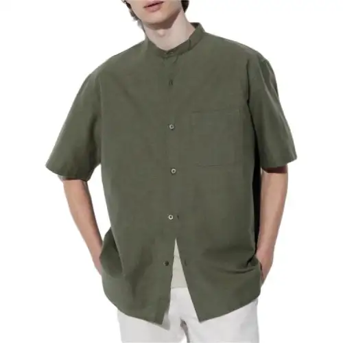 UNIQLO Shirts Unisex Dark Olive Stand Collar Moderate Other