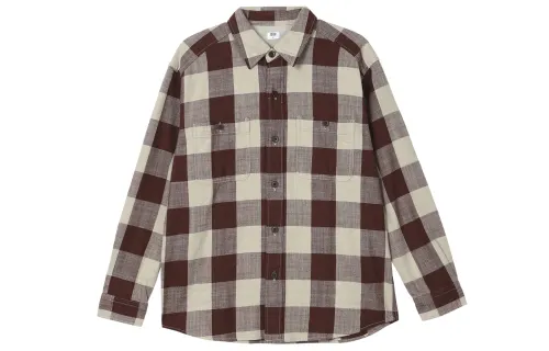 UNIQLO Shirts Unisex Dark Red Pointed Collar Moderate Other