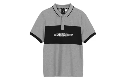 Skechers Polo Shirt Men's Medium Heather Gray