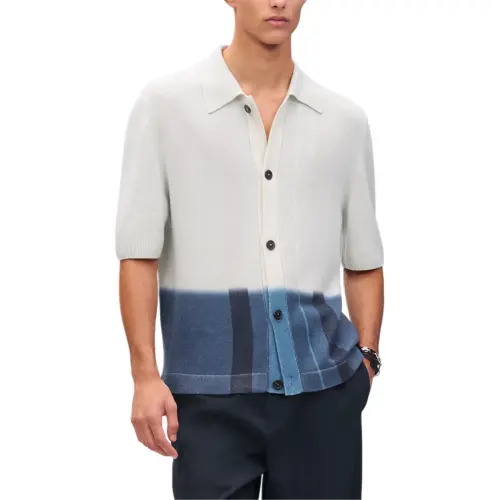 HERMES Shirts Men's Blue Lapel Moderate