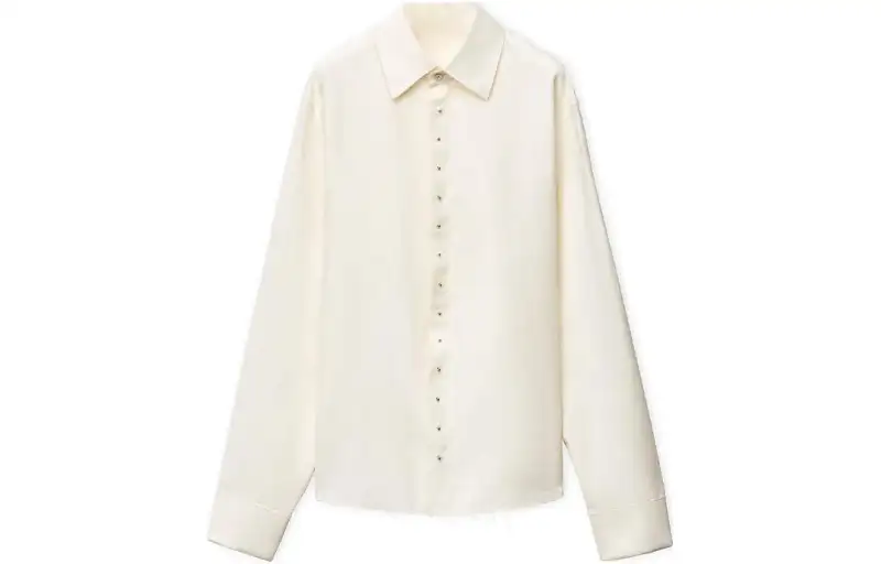 LOEWE Shirts Men's Ecru Lapel Moderate Shirt
