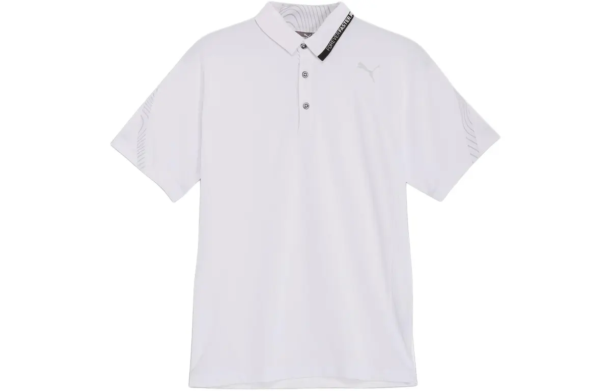 PUMA Polo Shirts Men's White Polo Collar Moderate Straight Fit