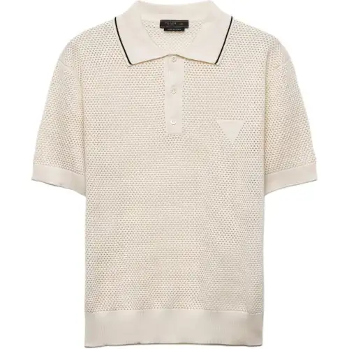 PRADA Logo Embroidered Knitted Polo Shirt