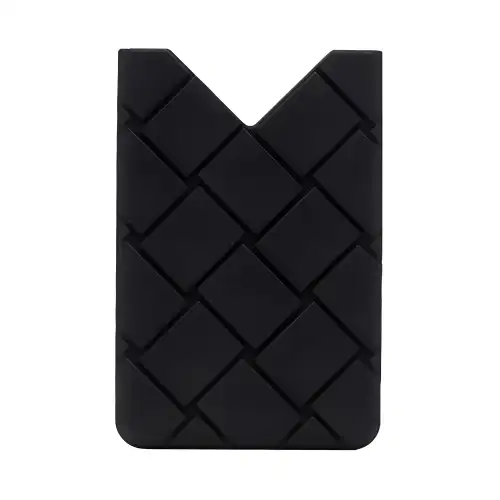 Bottega Veneta Solid Color Silicone Card Holder Unisex Black