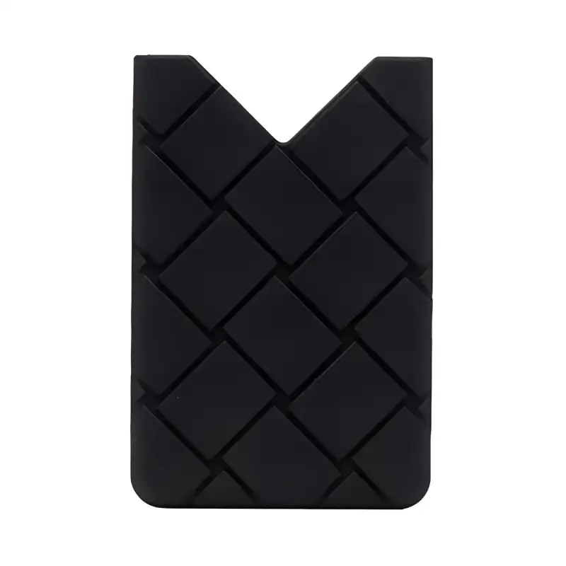 Bottega Veneta Solid Color Silicone Card Holder Unisex Black