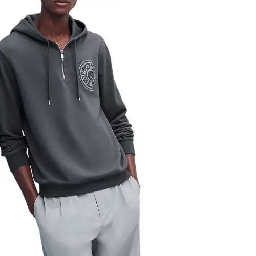 HERMES Sweatshirts Men's Gray Hooded Moderate Regular