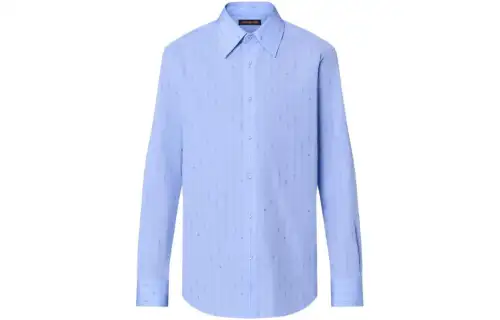 LOUIS VUITTON Shirts Men's Blue Lapel Moderate Other