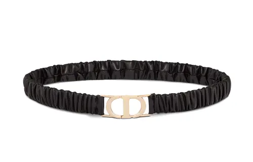 DIOR 30 Montaigne Sheepskin Leather Belts Women's Black 2cm