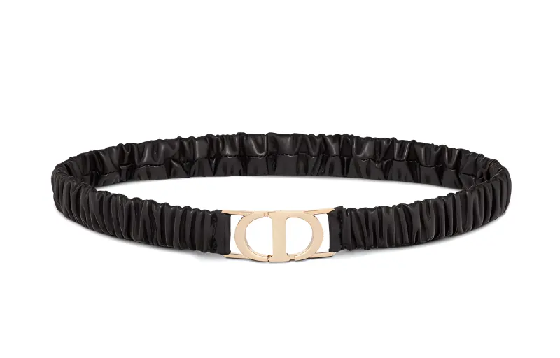 DIOR 30 Montaigne Sheepskin Leather Belts Women's Black 2cm