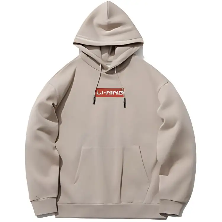 Li Ning Sports Fashion Collection Letter Hooded Comfortable And Breathable Fleece Lined Thermal Loose Fit Sweatshirt