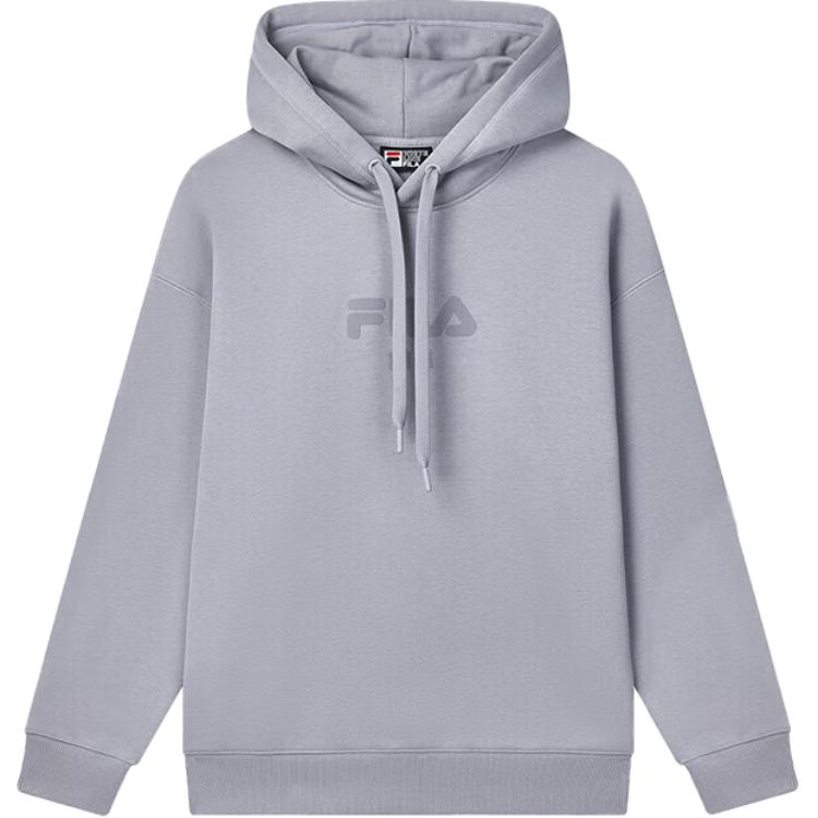 FILA ORIGINALE Logo Letter Comfortable Soft Loose Fit Knitted Fabric Fleece Lined Sweatshirt Unisex New Tile Gray