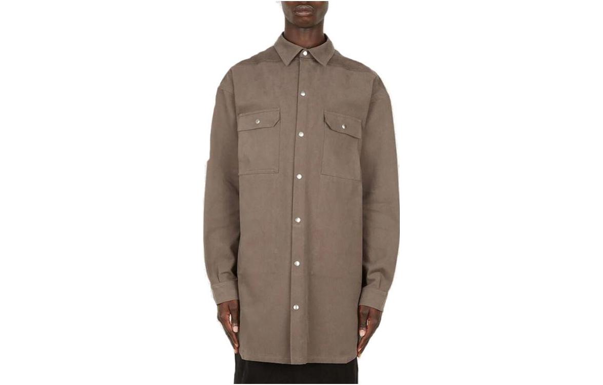 RICK OWENS Shirts Men's Light Umber Pointed Collar Moderate Other
