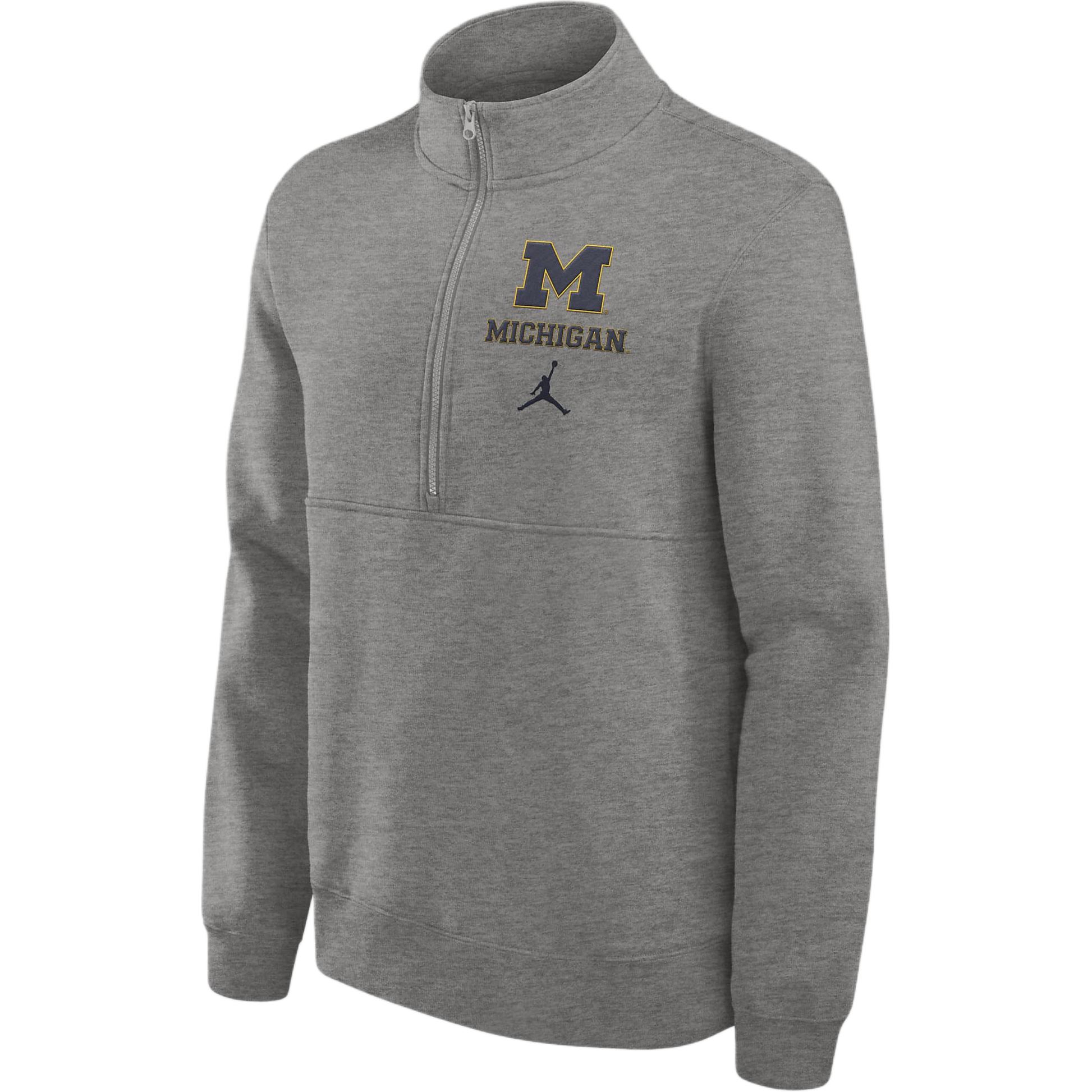 Jordan Michigan Wolverines Primetime Club Men's Jordan College 1/2 Zip Crew
