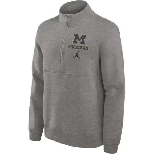 Jordan Michigan Wolverines Primetime Club Men's Jordan College 1/2 Zip Crew