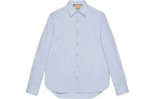 GUCCI Shirts Men's Blue Pointed Collar Moderate Other
