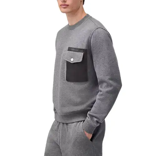 HERMES Sweatshirts Men's Gray Crew Neck Moderate Regular