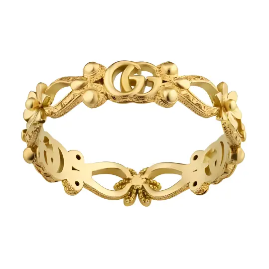 GUCCI Flora 18K Gold Diamond Rings Unisex Gold