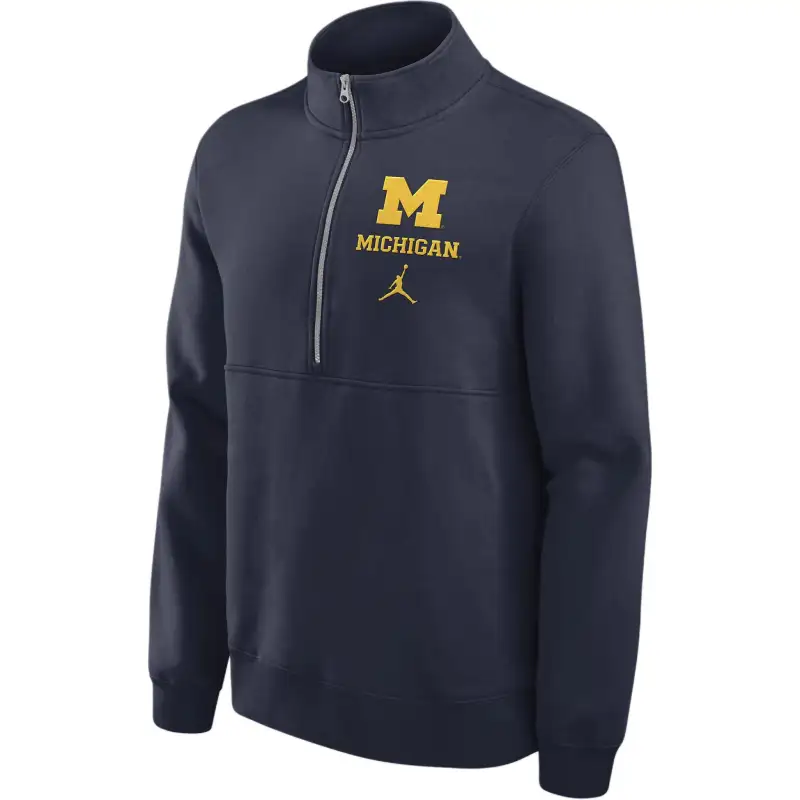Jordan Michigan Wolverines Primetime Club Men's Jordan College 1/2 Zip Crew