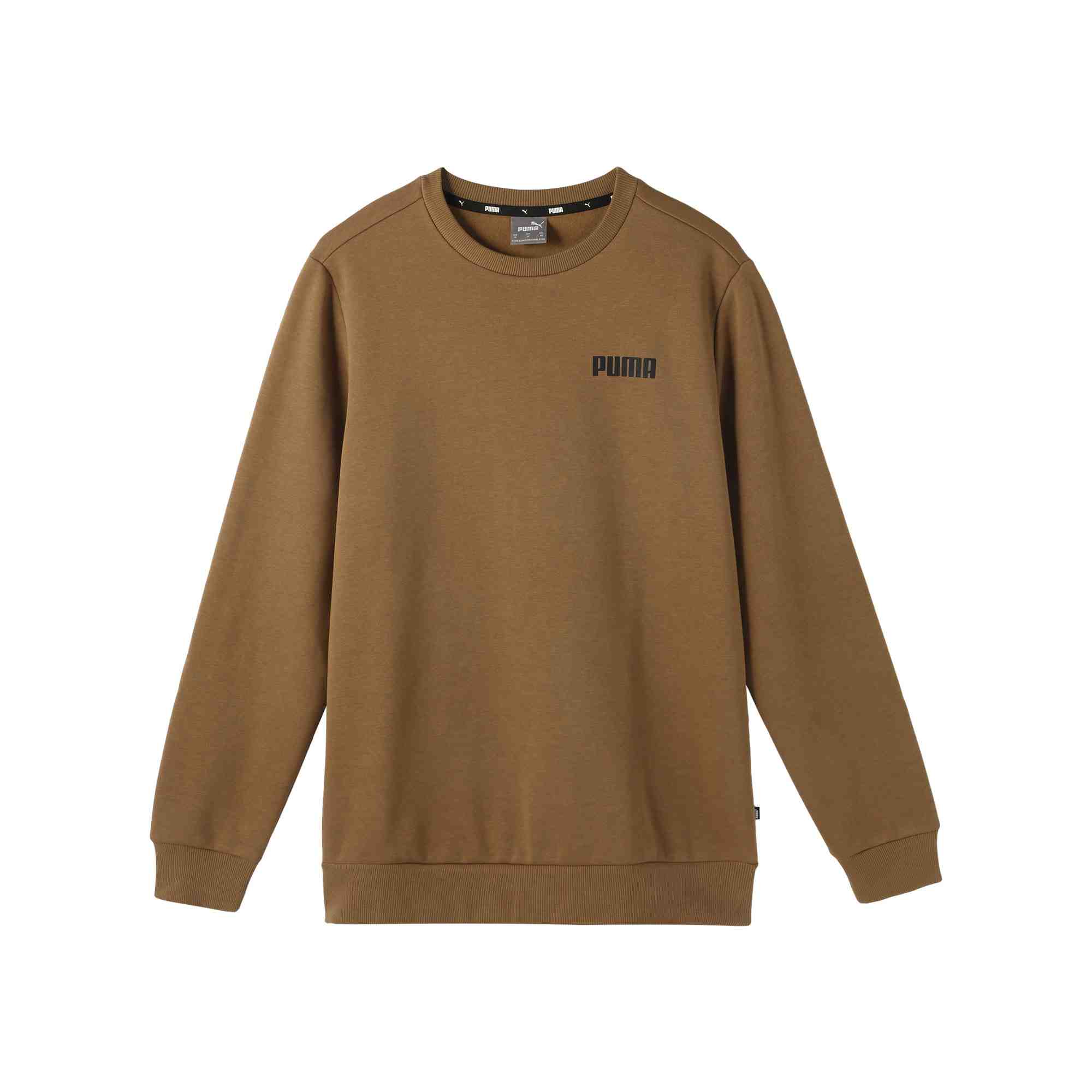 PUMA SS24 ESS CREW SWEAT FL Solid Color Casual Crew Neck Comfortable Versatile Fleece Lined Long Sleeved Sweatshirt