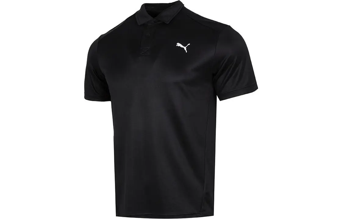 PUMA Polo Shirts Men's Black Polo Collar Moderate Straight Fit