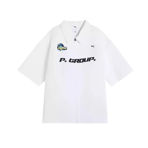 PUMA Shirts Unisex White Polo Collar Moderate
