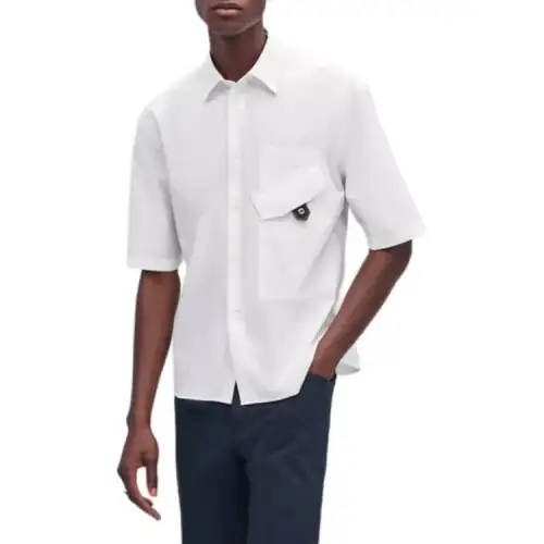 HERMES Shirts Men's White Lapel Moderate Other