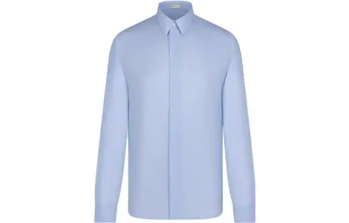 DIOR Shirts Men's Blue Pointed Collar Moderate Shirt