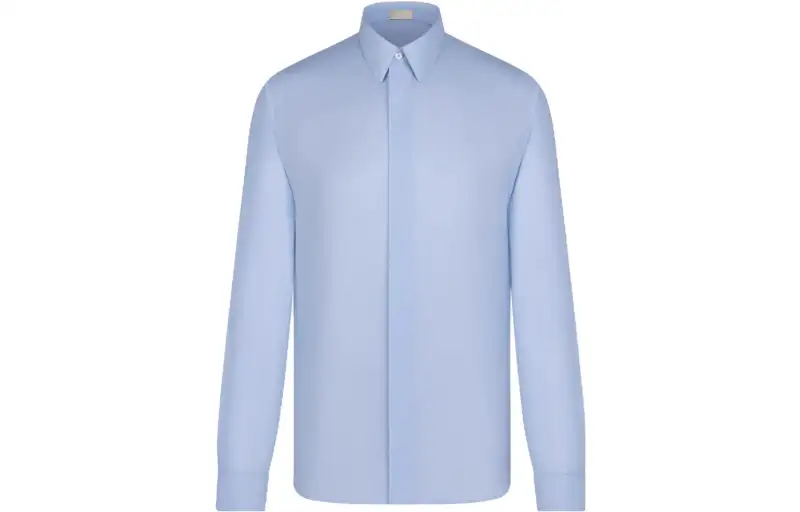DIOR Shirts Men's Blue Pointed Collar Moderate Shirt