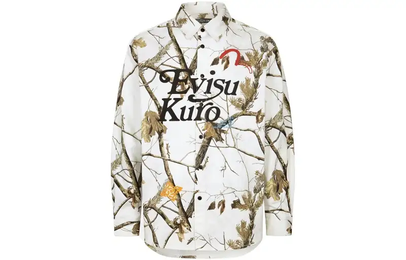 EVISU Shirts Men's Bone White Lapel Moderate Other