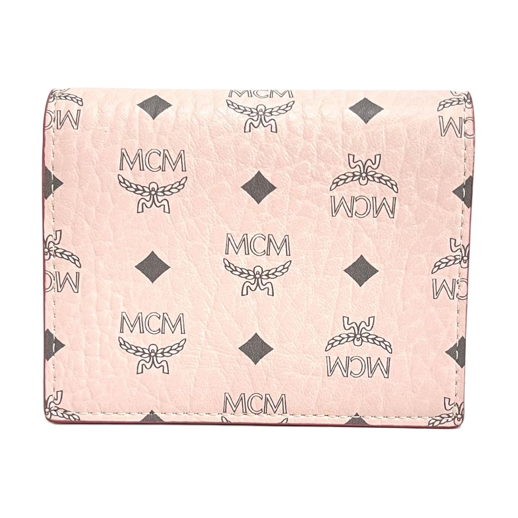 MCM Essential Visetos Origina Visetos Original old flower printed leather card holder wallet wallet mini women's pink