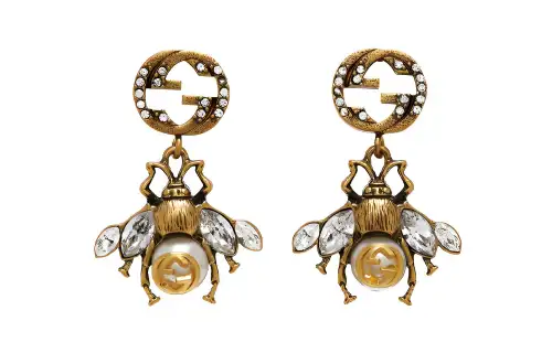 GUCCI Metal, Rhinestone Earrings Women's