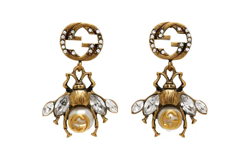 GUCCI Metal, Rhinestone Earrings Women's