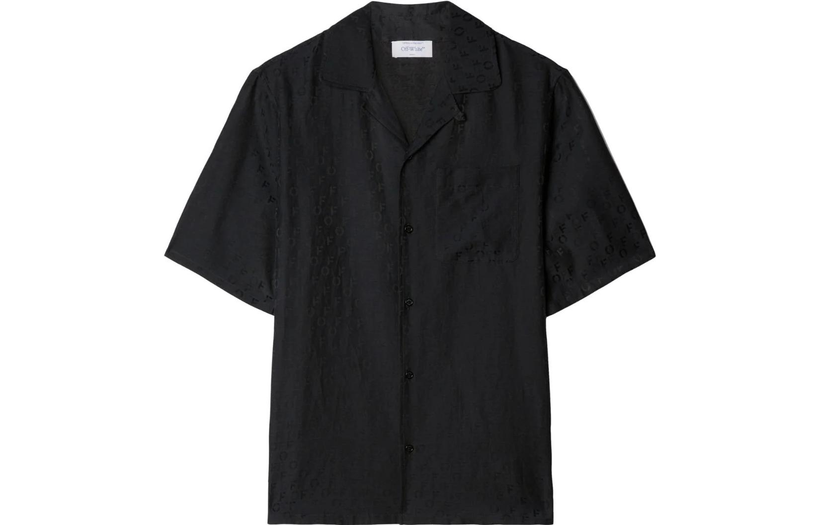 OFF-WHITE logo-jacquard camp-collar shirt