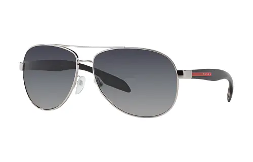 PRADA Plastic Metal Irregular Shape Sunglasses Men's Silver