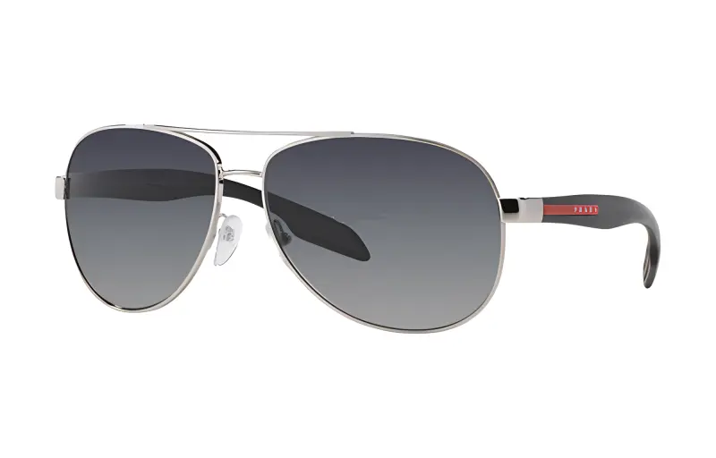 PRADA Plastic Metal Irregular Shape Sunglasses Men's Silver