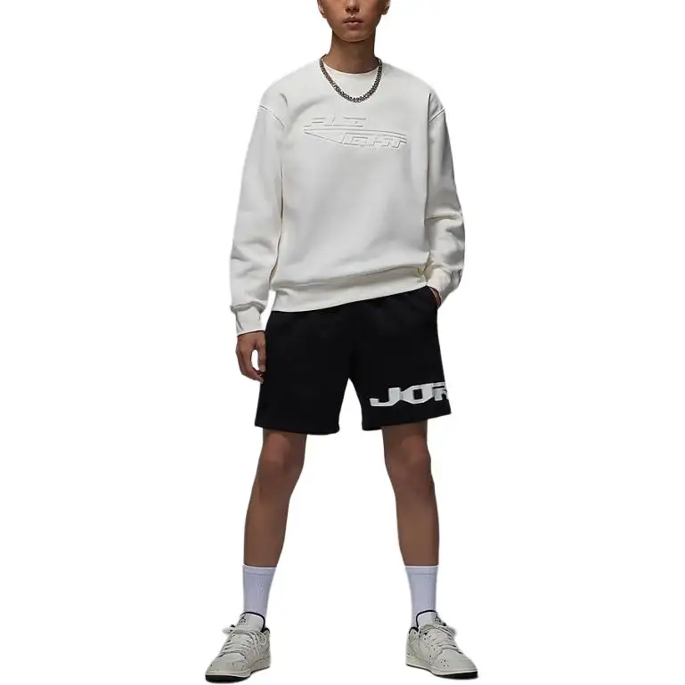Jordan MVP Crew Neck Pullover Fleece Lined Long Sleeved Sweatshirt Men's Sail White