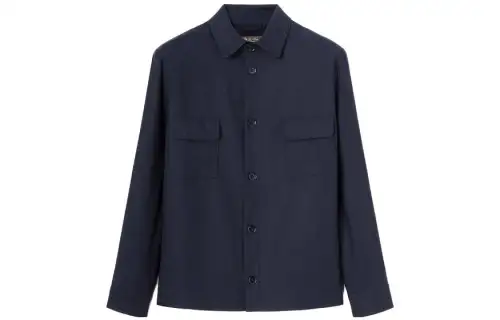 Loro Piana Shirts Men's Marine Blue Pointed Collar Moderate Other