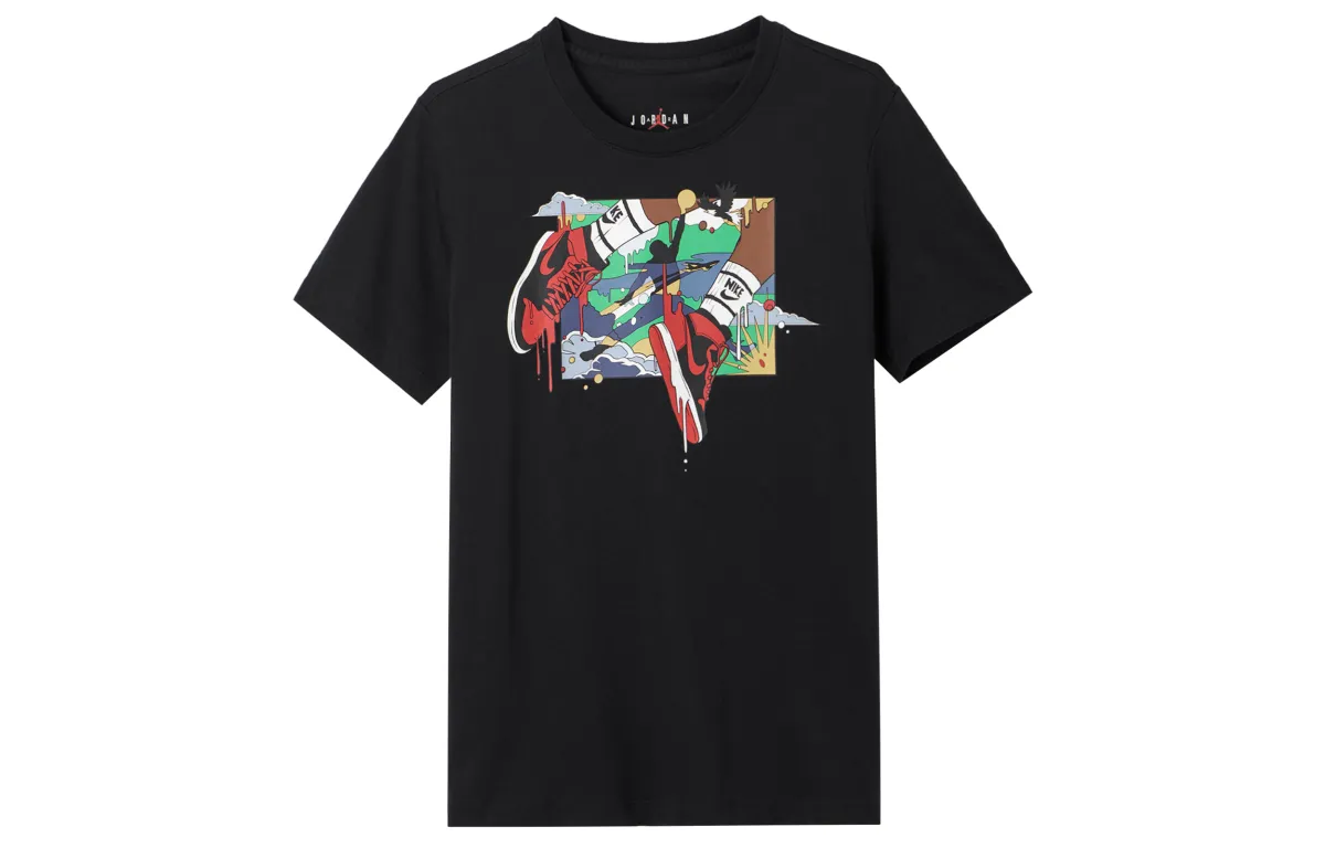 Jordan T-Shirts Men's Black Crew Neck Moderate Straight Fit